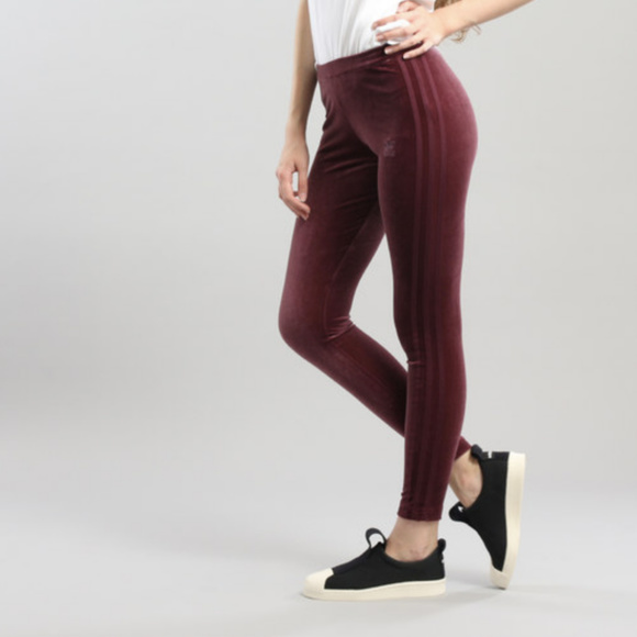 adidas velvet leggings maroon